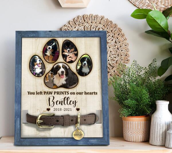 You Left Paw Prints On Our Hearts, Personalized Pet Memorial Sign, Unique Pet Loss Gift