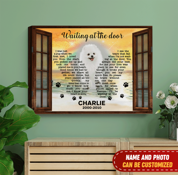 Waiting At The Door Canvas, Gift For Dog Lover, Pet Memorial Canvas