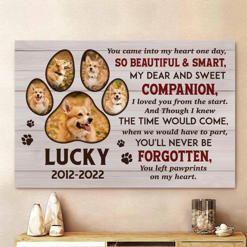 You Came Into My Heart One Day - Personalized Canvas, Pet Memorial Gift, Custom Dog Photo Canvas