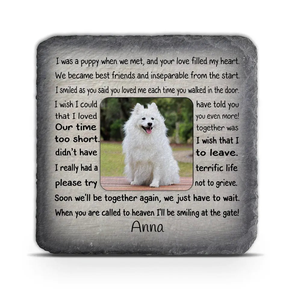 I Was A Puppy When We Met, Pet Loss Memorial - Personalized Memorial Stone