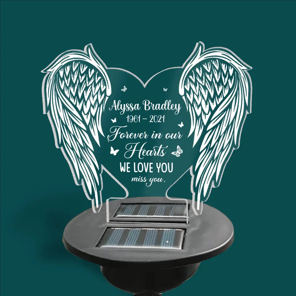 Forever In Our Hearts We Love You & Miss You - Personalized  Solar Light, Memorial Gift