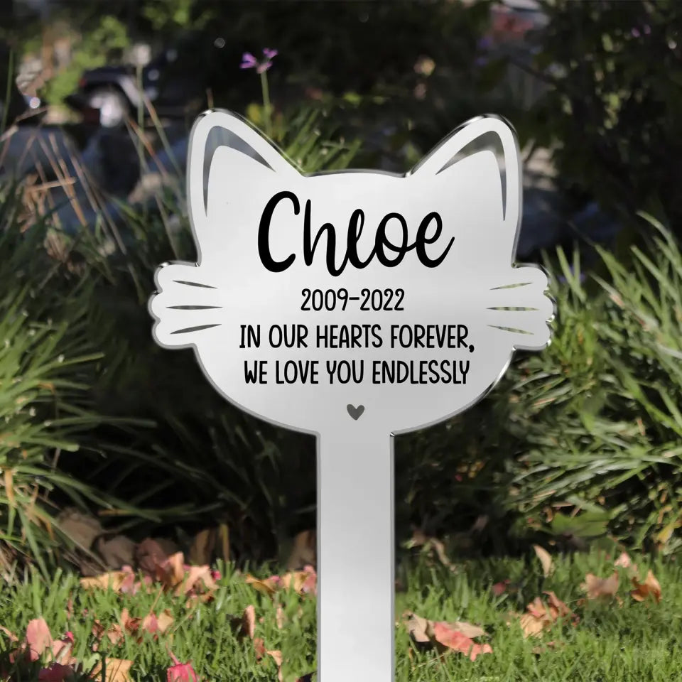 In Memory of Cat Pet Memorial Marker - Personalized Plaque Stake, Gift for Cat Lover
