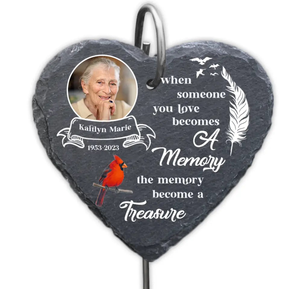 The Memory Becomes A Treasure - Personalized Garden Slate, Remembrance Gift, Sympathy Gift