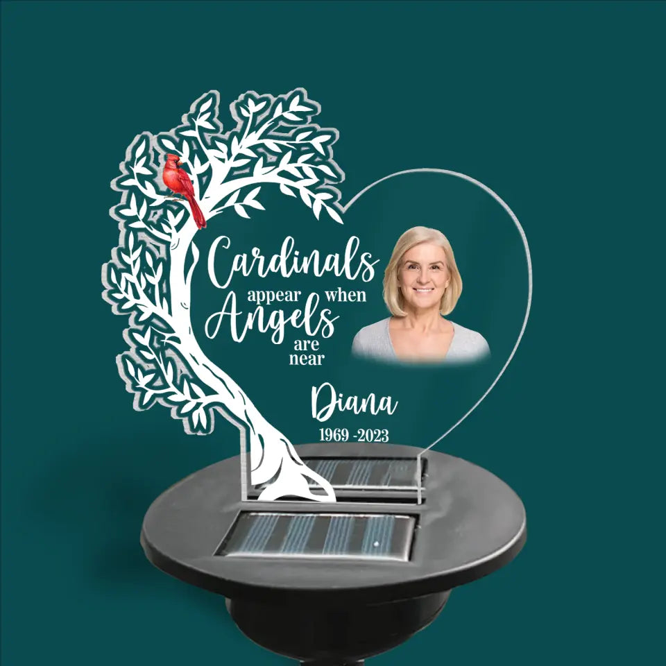 Cardinals Appear When Angels Are Near -  Personalized Solar Light, Memorial Gift