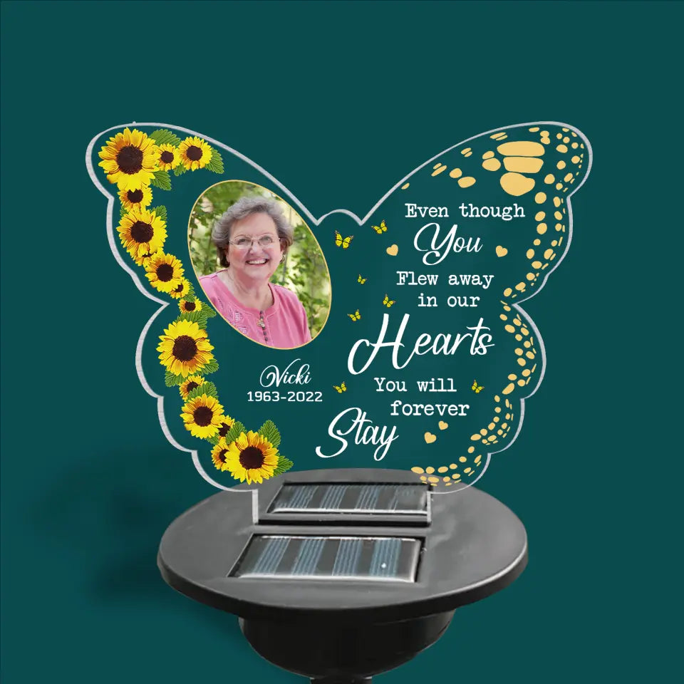 In Our Hearts You Will Forever Stay - Personalized Solar Light, Gift For Family Member, Memorial Gift