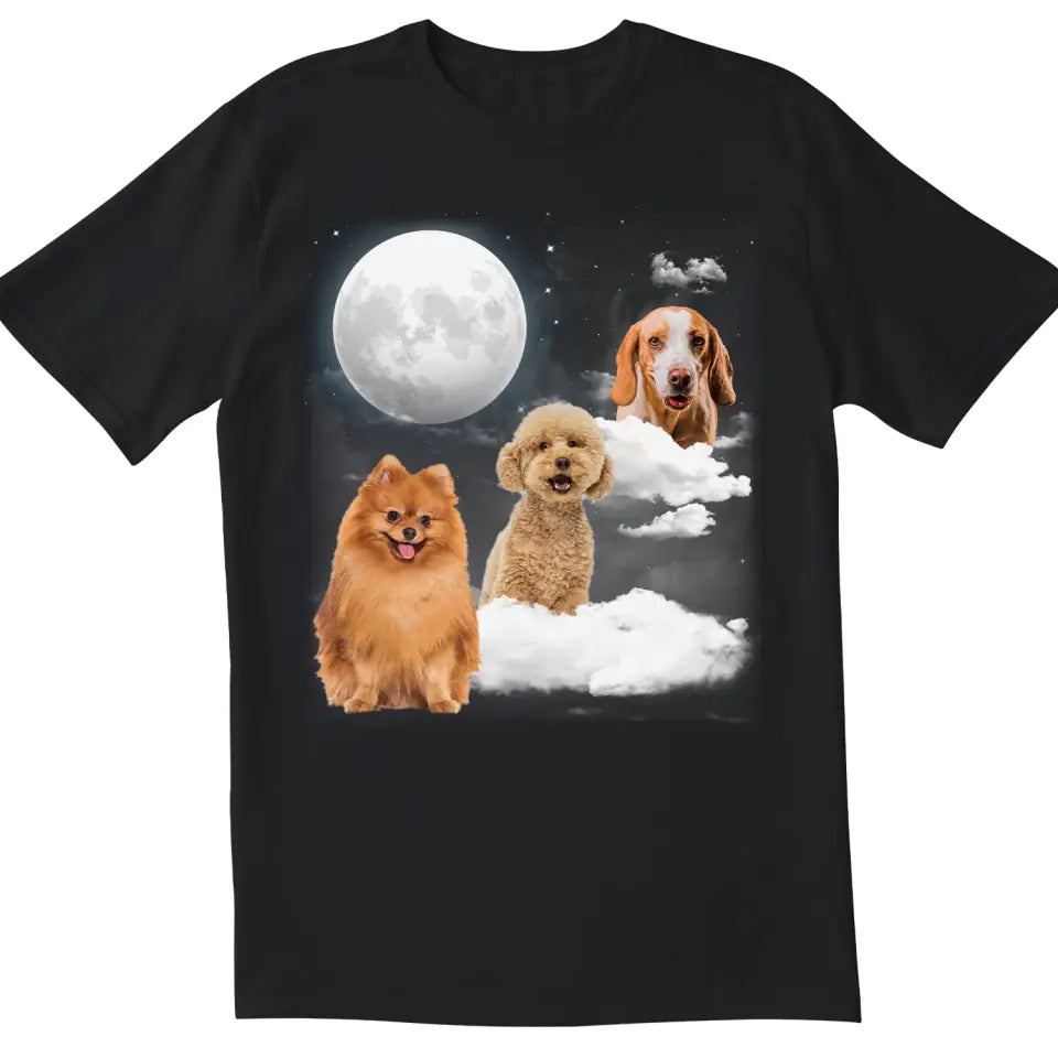 Custom Pet Portrait Night Sky - Personalized T-Shirt, Gift For Dog Lovers, Cat Lovers
