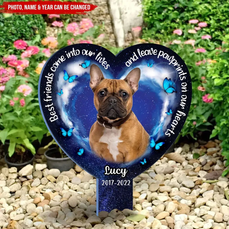 Best Friends Leave Pawprints On Our Heart - Personalized Plaque Stake, Dog Memorial Gift, Loss Gift For Dog Lovers