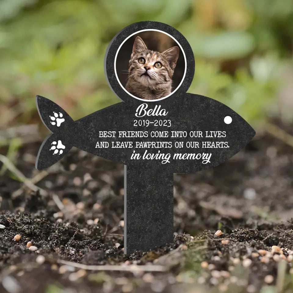 Leave Pawprints On Our Hearts - Personalized Plaque Stake, Pet Memorial Gift, Loss of Dog Sympathy Gift