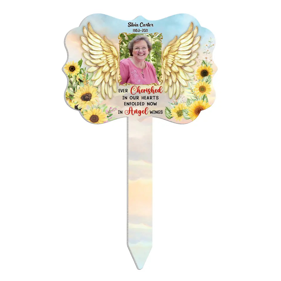 Ever Cherished In Our Hearts - Personalized Plaque Stake, Memorial Plaque Stake For Loss Of Loved Ones