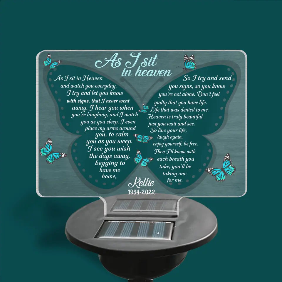 As I Sit In Heaven And Watch You Everyday - Personalized Solar Light