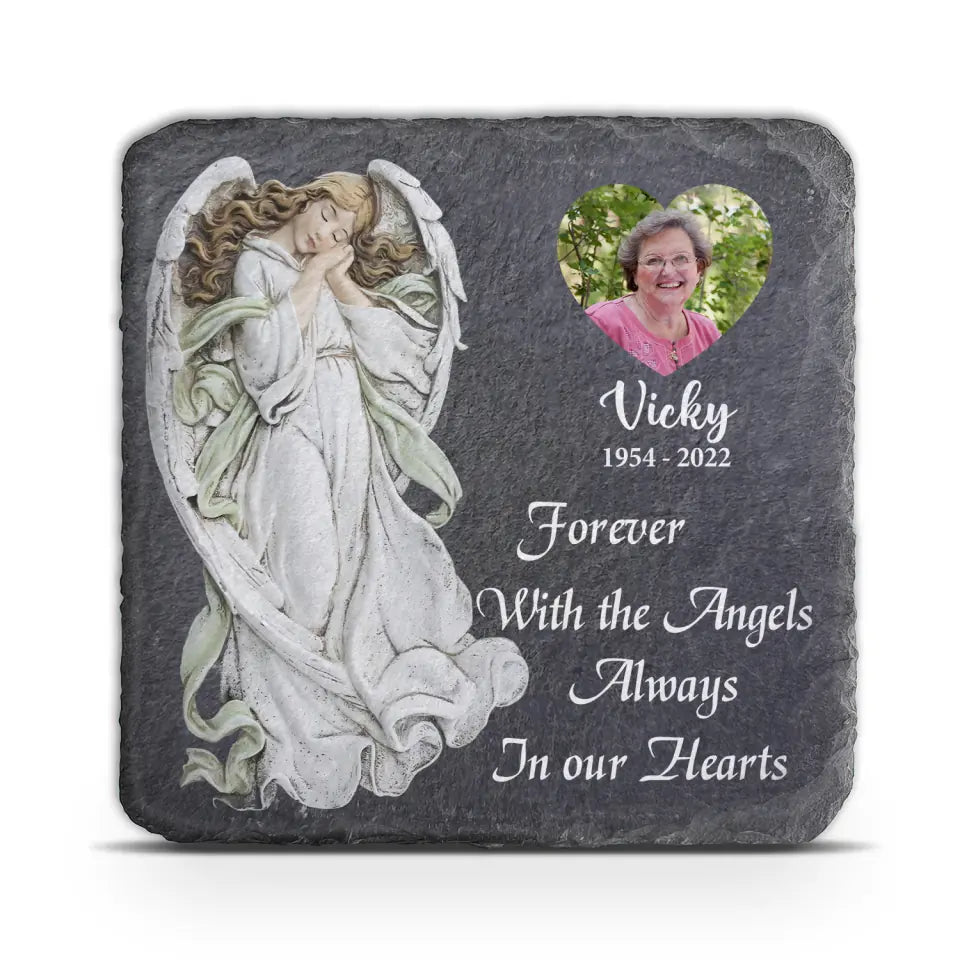 Forever With The Angels - Personalized Memorial Stone, Memorial Gift Ideas