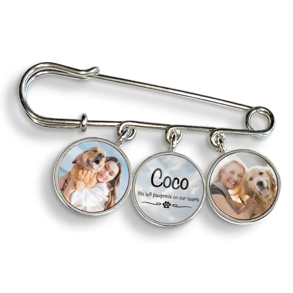 You Left Pawprints On Our Hearts - Personalized Lapel Pin, Gift For Dog Lovers