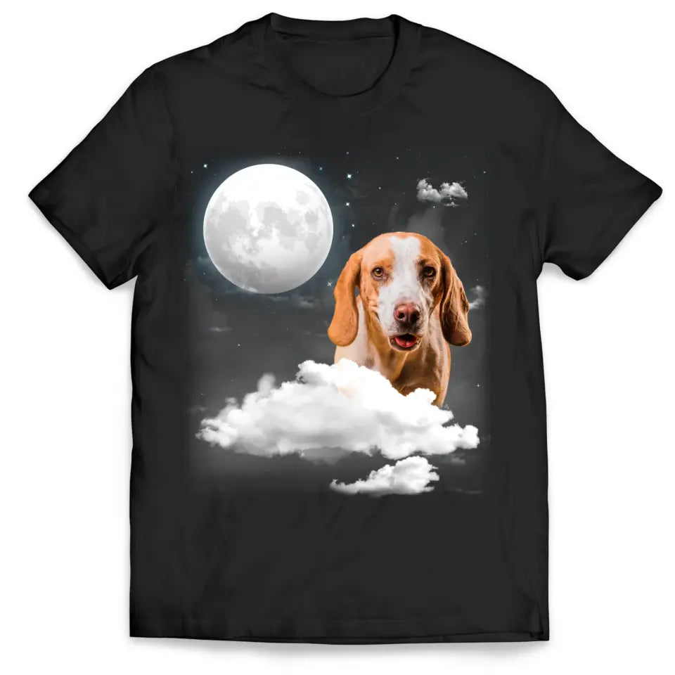 Custom Pet Portrait Night Sky - Personalized T-Shirt, Gift For Dog Lovers, Cat Lovers