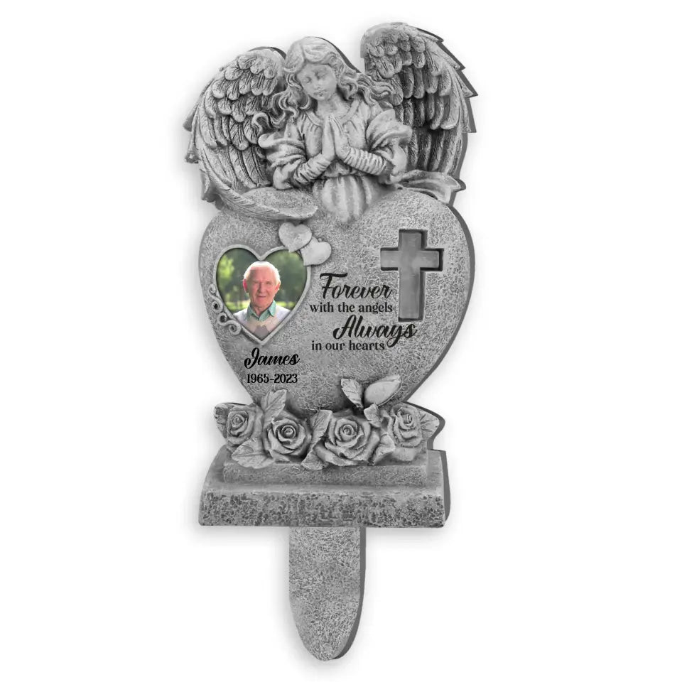 Forever With The Angels - Personalized Plaque Stake, Memorial Gift  - PS68
