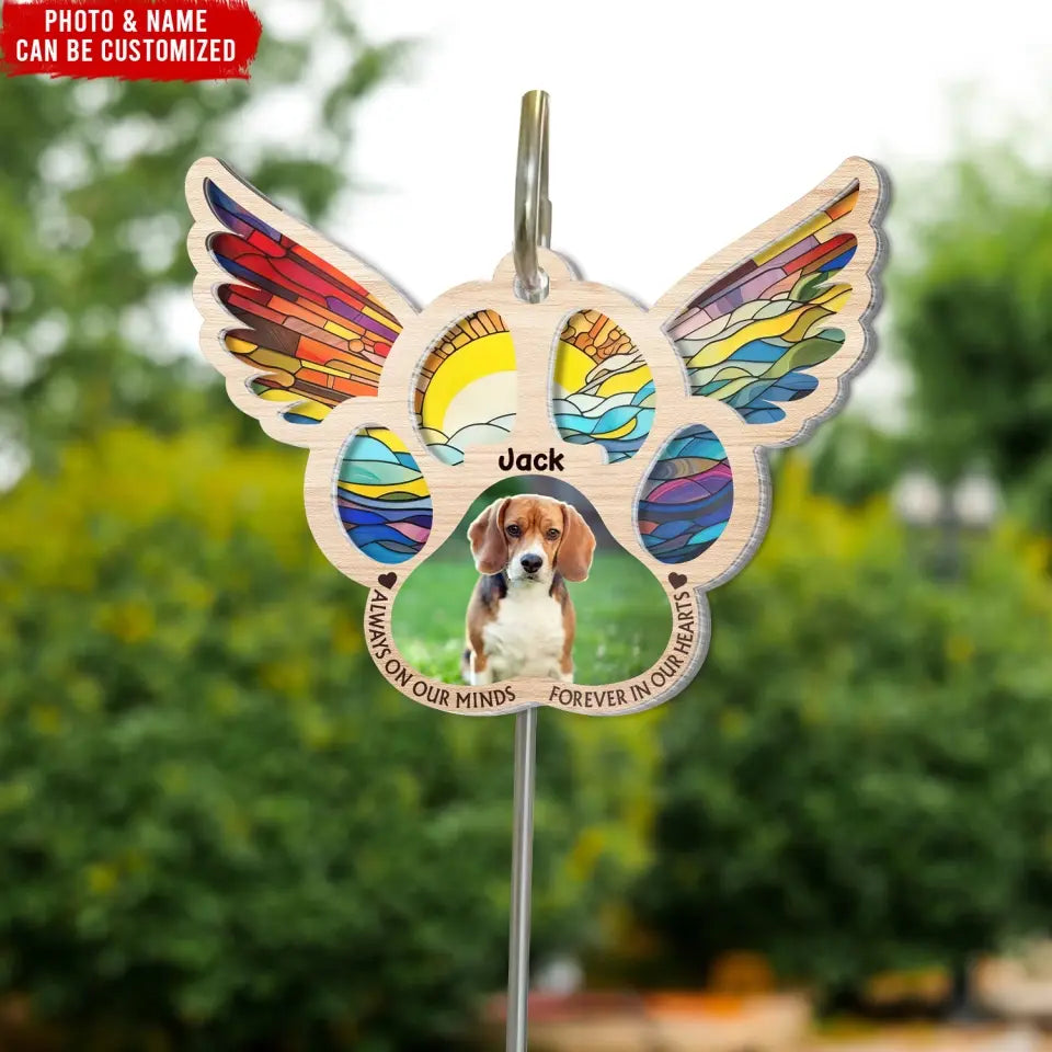 Always On Our Minds Forever In Our Heart  - Personalized Suncatcher Hanging, Gift For Pet Lovers  - SH05