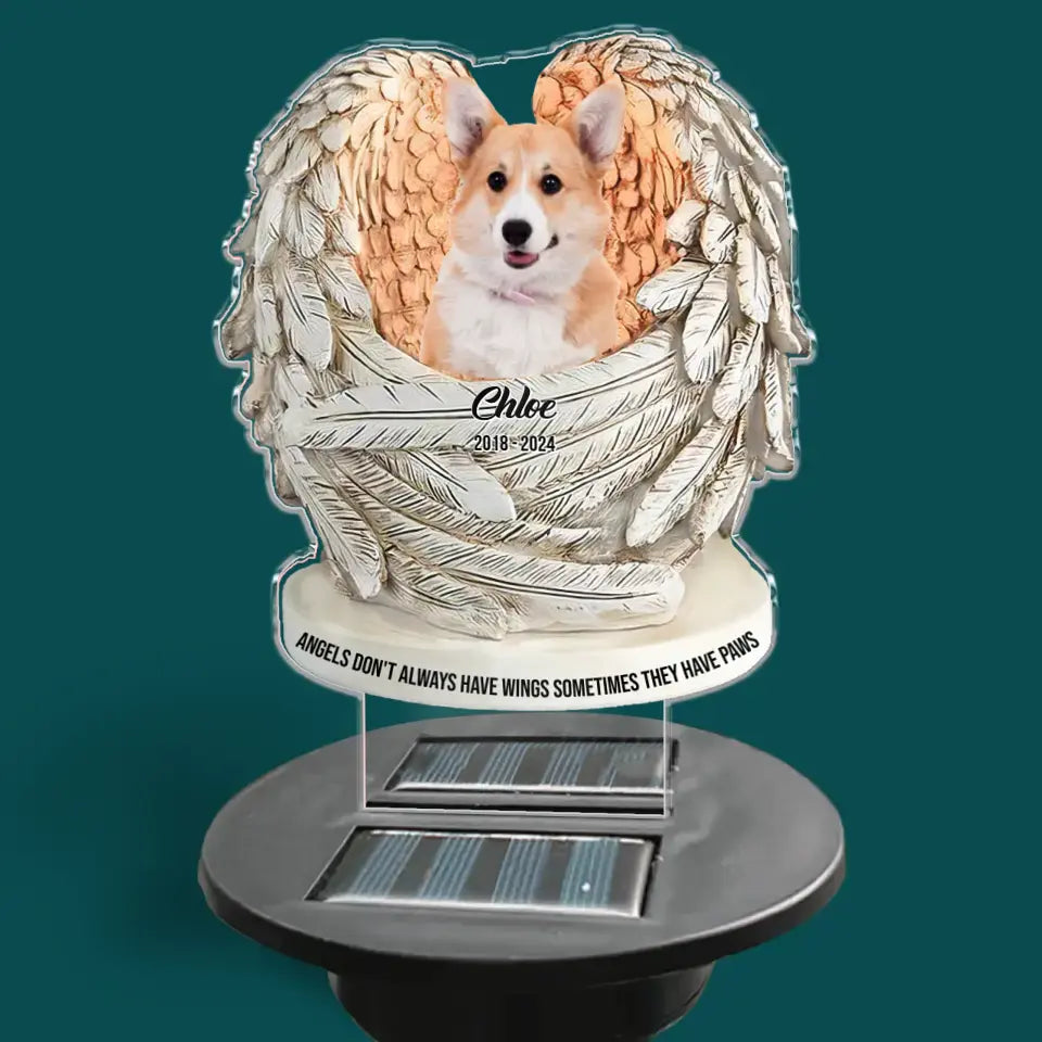 Angels Don't Always Have Wings - Personalized Solar Light, Memorial Gift For Loss Of Pet - SL142