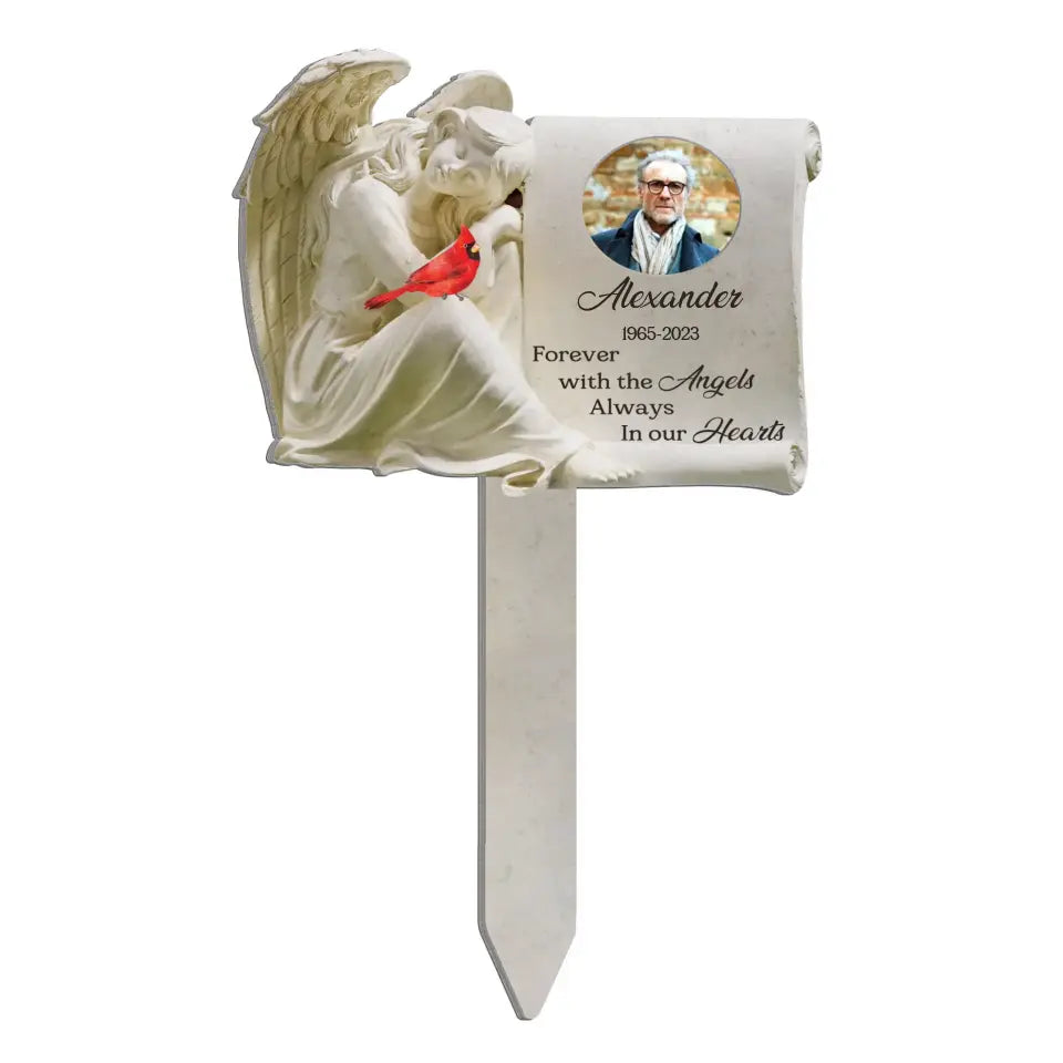 Forever With The Angels Always In Our Hearts - Personalized Plaque Stake - PS77