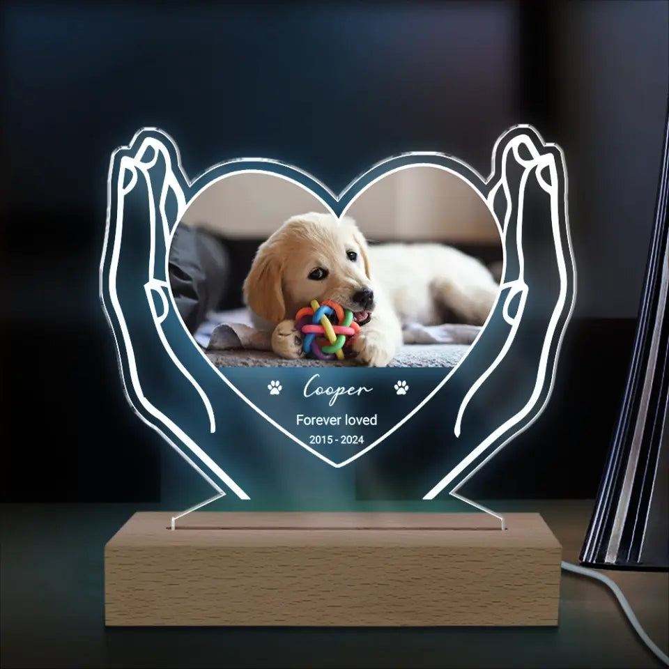 Forever Loved - Personalized Acrylic Lamp, Pet Loss Gift, Memorial Gift For Loss Of Pet - L108