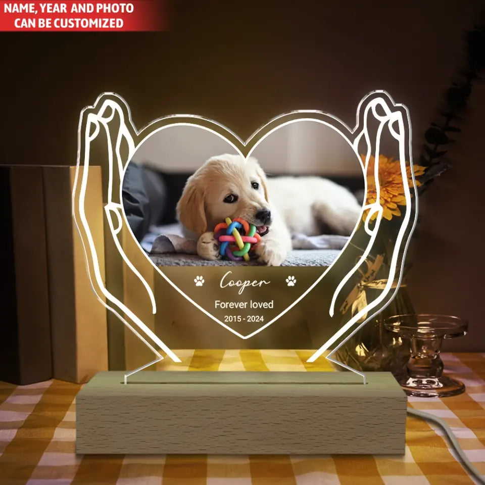 Forever Loved - Personalized Acrylic Lamp, Pet Loss Gift, Memorial Gift For Loss Of Pet - L108