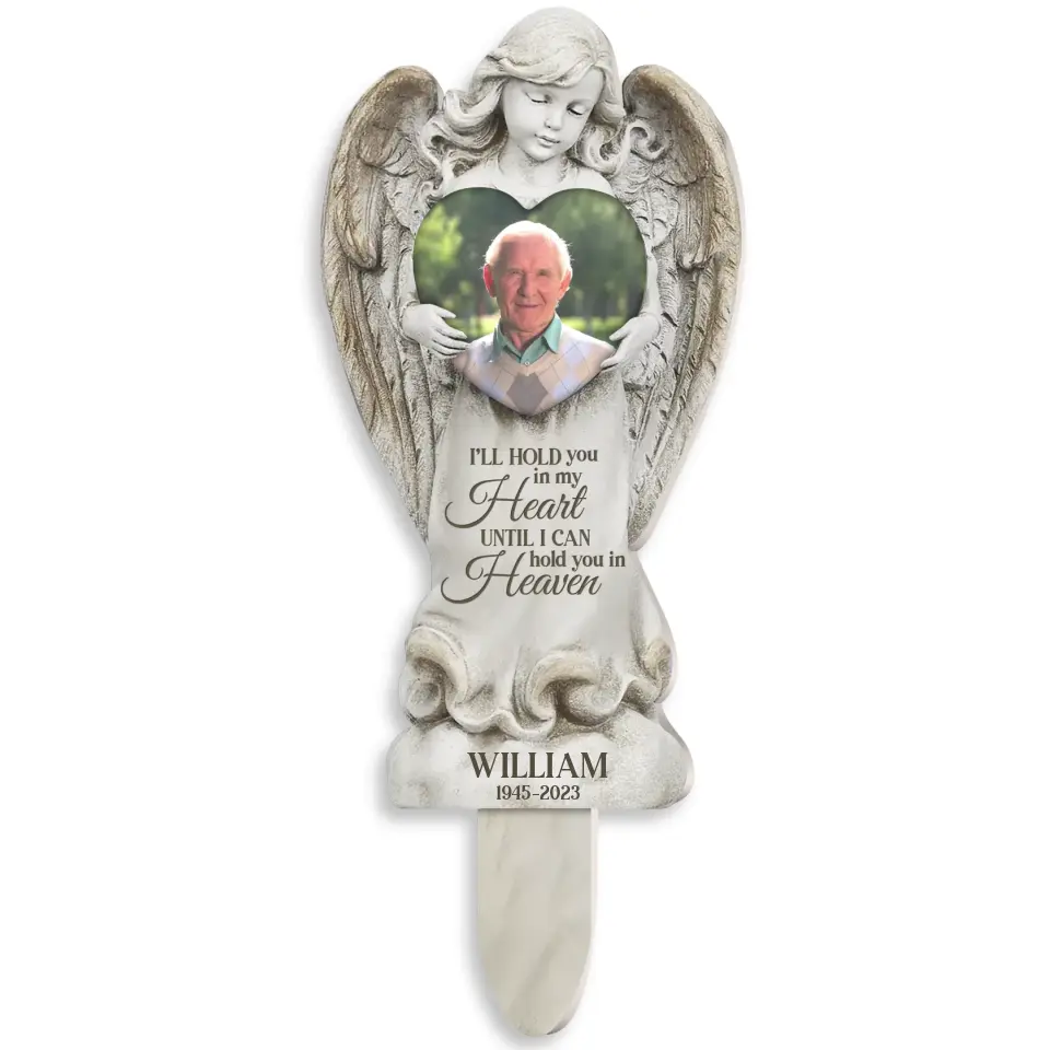 Forever with The Angels I'll Hold You In My Heart - Personalized Garden Plaque Stake, Memorial Gift for Loss of Loved One - PS66