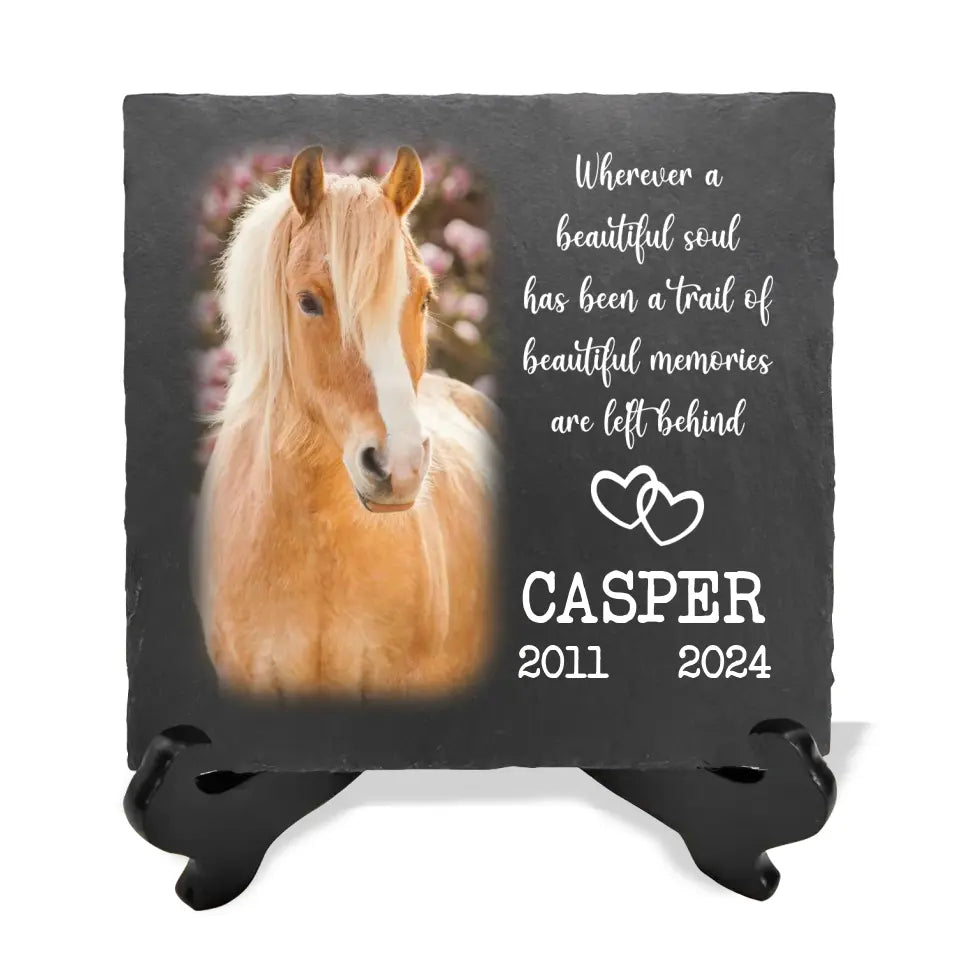 Beautiful Memories Are Left Behind - Personalized Pony Horse Memorial Stone, Memorial Gift for Loss of Horse - MS80