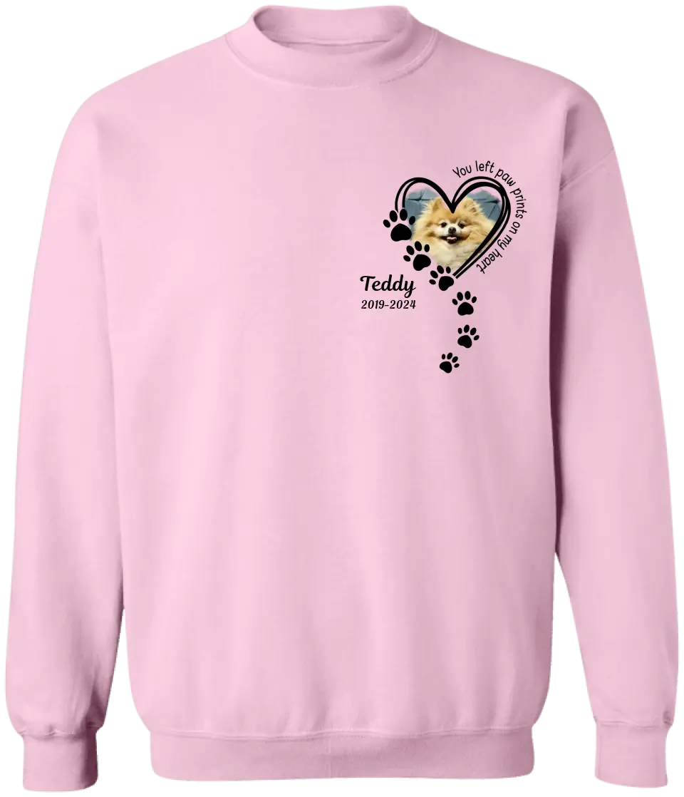 You Left Paw Prints On My Heart - Personalized T-Shirt, Gift For Pet Lovers, Loss Of Pet - TS1155