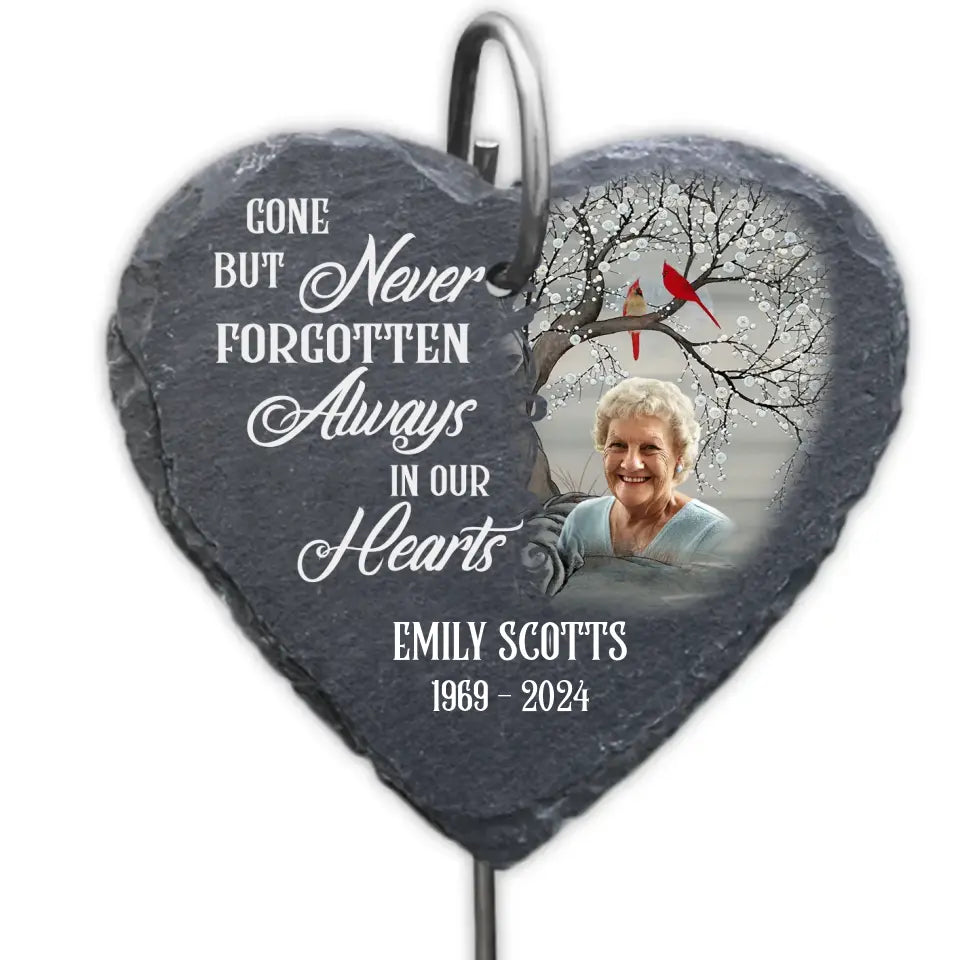 Gone But Never Forgotten Always In Our Hearts - Personalized Garden Slate, Memorial Gift - GS81