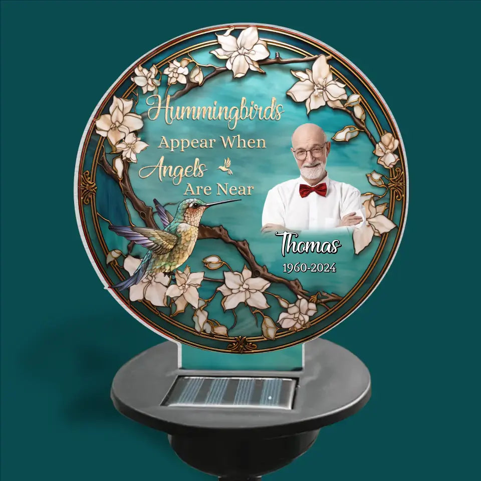 Hummingbirds Appear When Angels Are Near - Personalized Solar Light, Memorial Gift - SL155