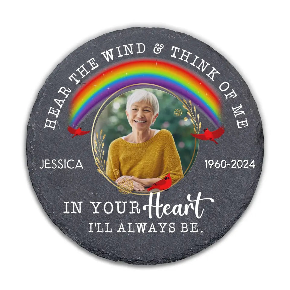 Hear The Wind & Think Of Me, Personalized Memorial Stone, Horse Sympathy Gifts - MS88