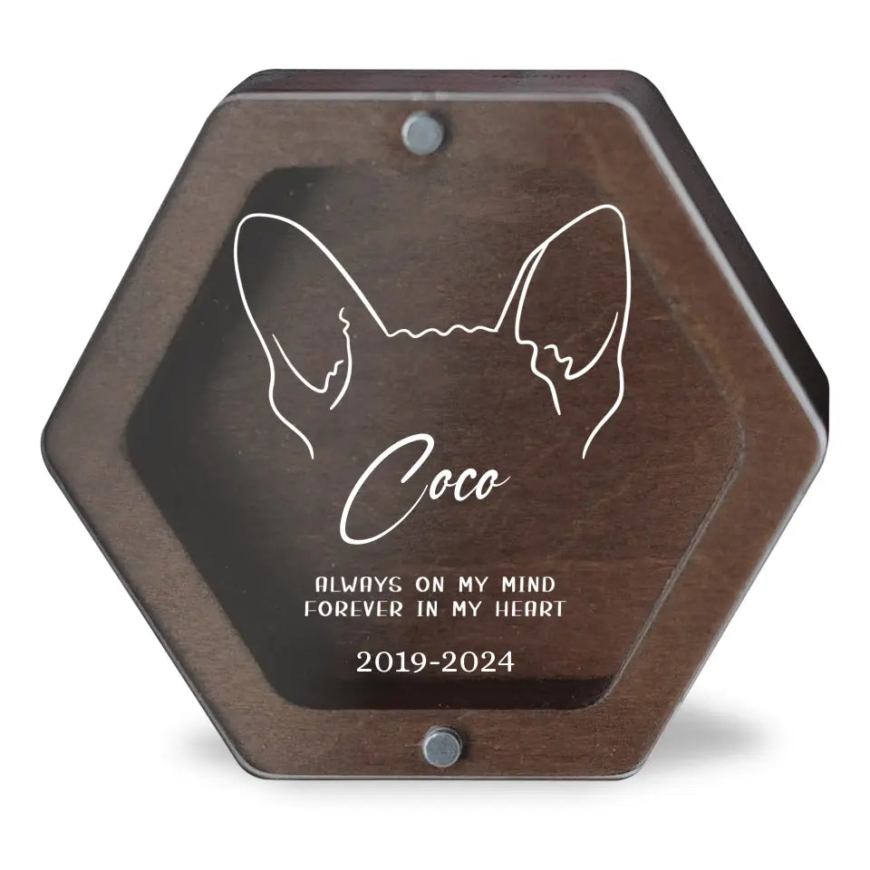 Always On My Mind Forever In My Heart - Personalized Memorial Box, Memorial Gift, Custom Dog Ear Memorial - MB06