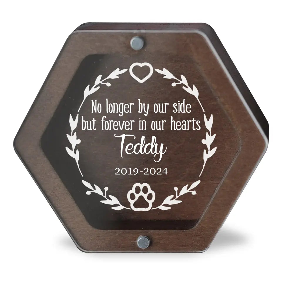 No Longer By Our Side But Forever In Our Hearts - Personalized Memorial Box, Pet Hair Memorial Box - MB08
