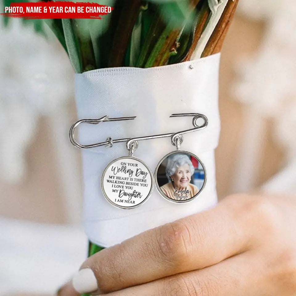 On Your Wedding Day My Heart Is There - Personalized Lapel Pin, Gift For Daughter, Keepsake Gift For The Bride - LP20