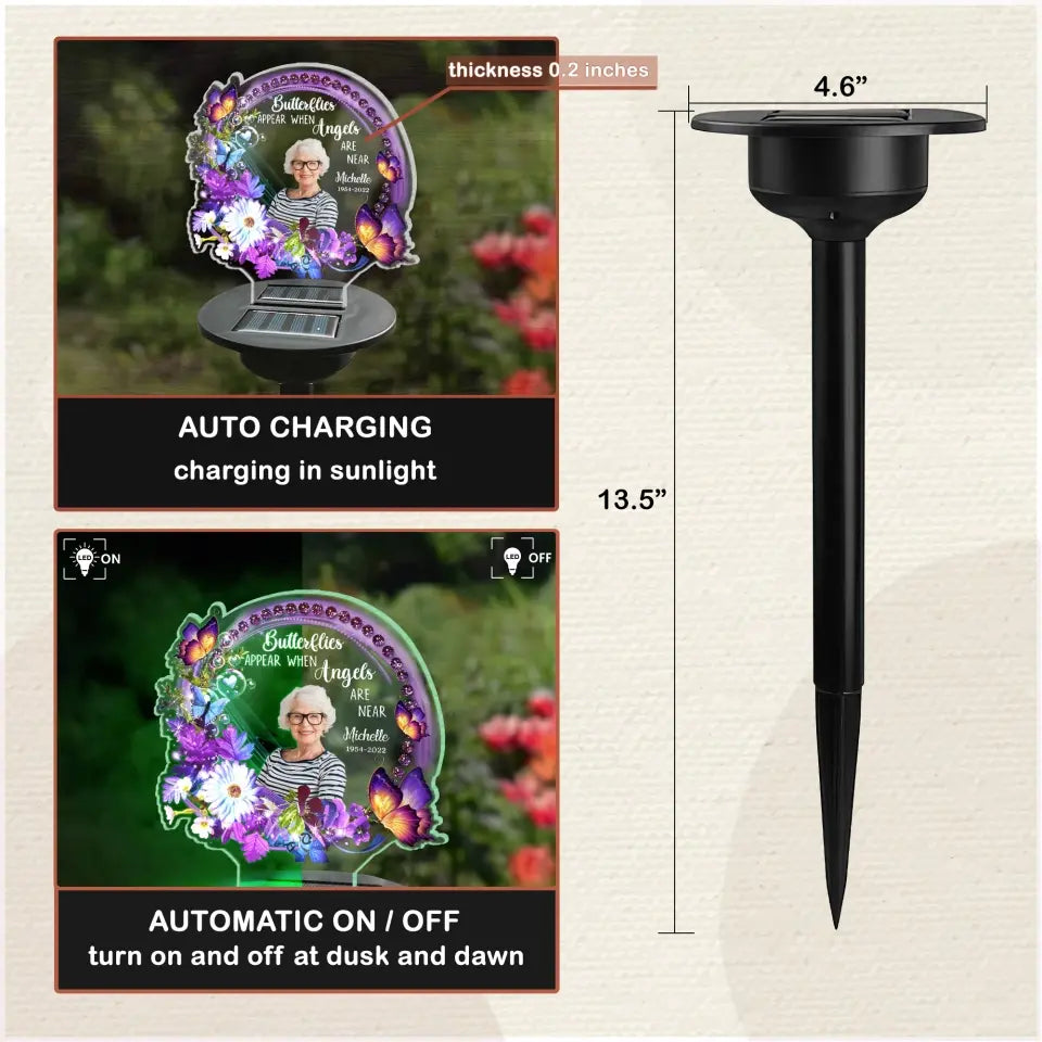 Butterflies Appear When Angels Are Near - Personalized Solar Light, Memorial Gift - SL158