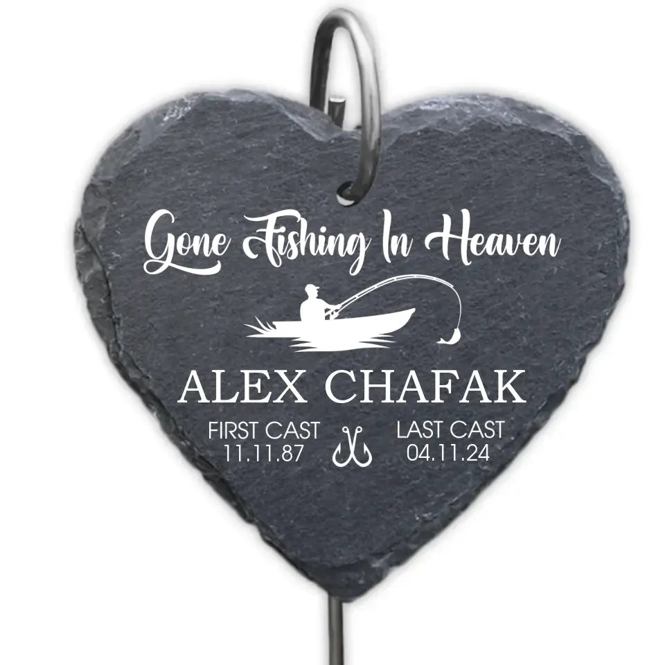 Gone Fishing In Heaven - Personalized Garden Slate, Memorial Gift, Fishing Lovers - GS86