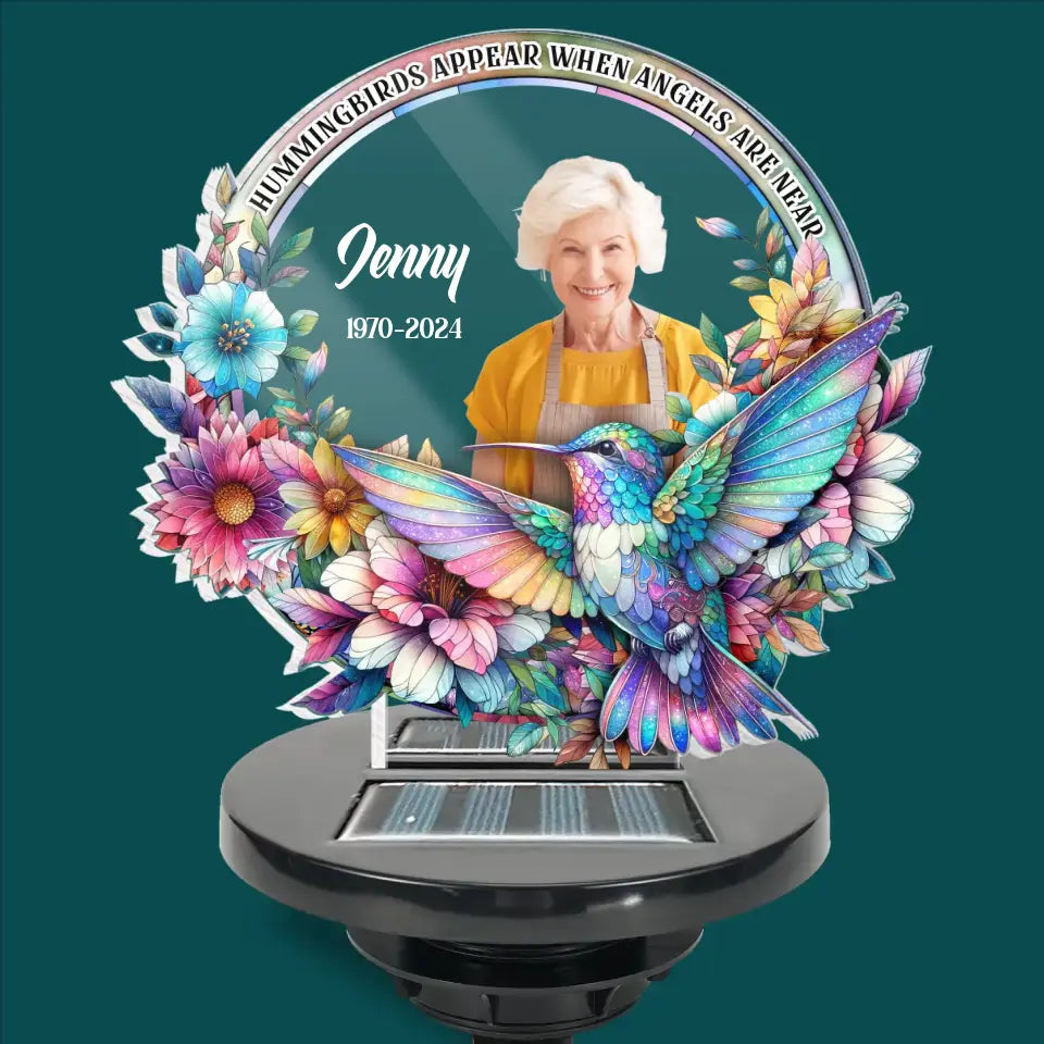 Hummingbirds Appear When Angels Are Near - Personalized Solar Light, Remembrance Gift, Loss Of Loved One - SL153