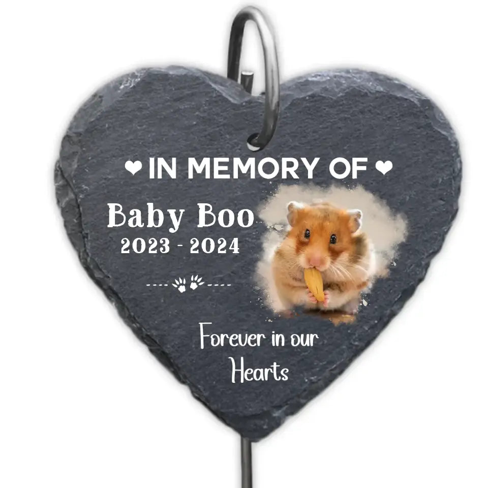 In Memory Of Hamster Pet Memorial, Forever In Our Hearts - Personalized Garden Slate, Memorial Gift, Hamster Pet Memorial - GS90