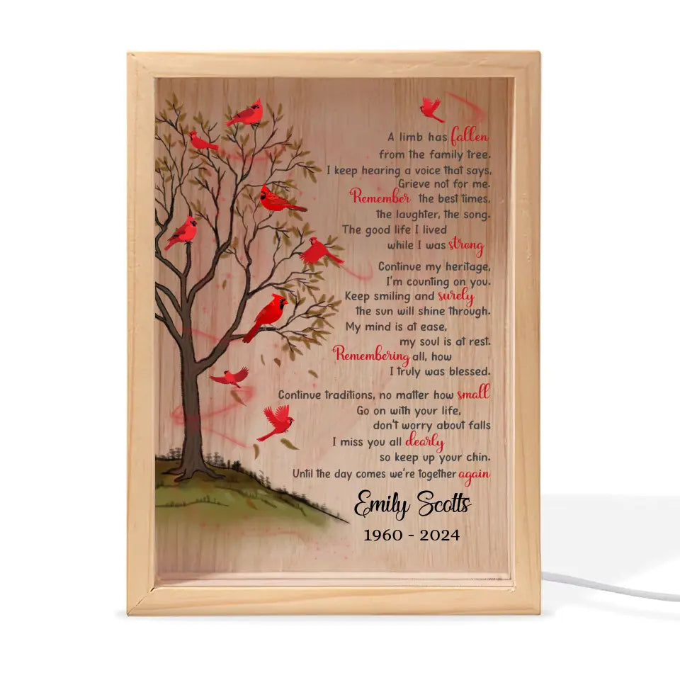 Blue Butterflies, A Limb Has Fallen - Personalized Frame Light Box, Sympathy Gift, Memorial Frame - FLB20