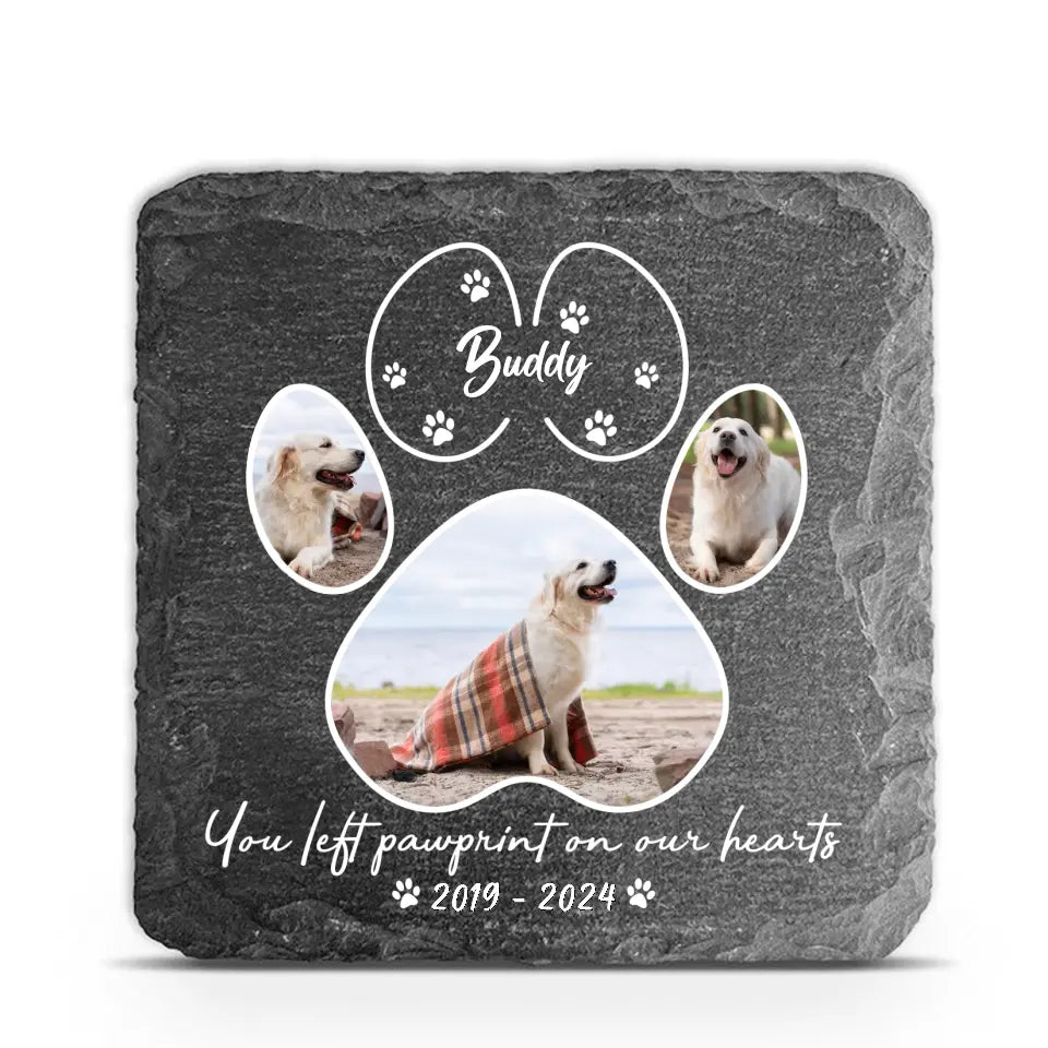 You Left Paw print On Our Hearts - Personalized Stone, Memorial Gift For Dog Lover - MS97