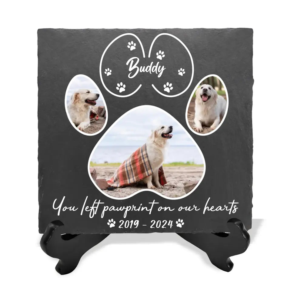 You Left Paw print On Our Hearts - Personalized Stone, Memorial Gift For Dog Lover - MS97