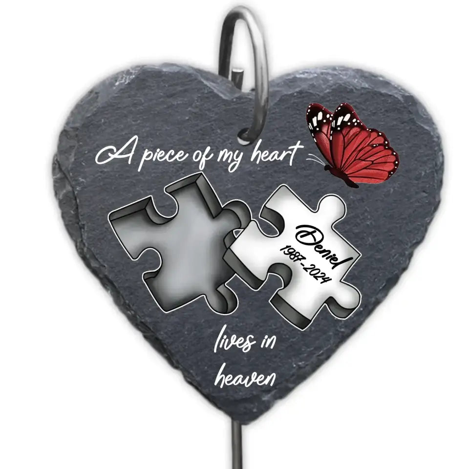 A Piece Of My Heart Lives In Heaven - Personalized Garden Slate - GS93