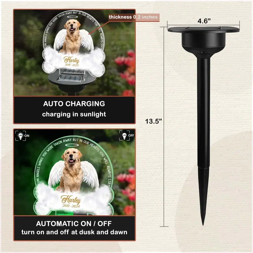 One Angels Wings You Were Taken Away - Personalized Solar Light, Gift For Dog Lover - MM-SL166