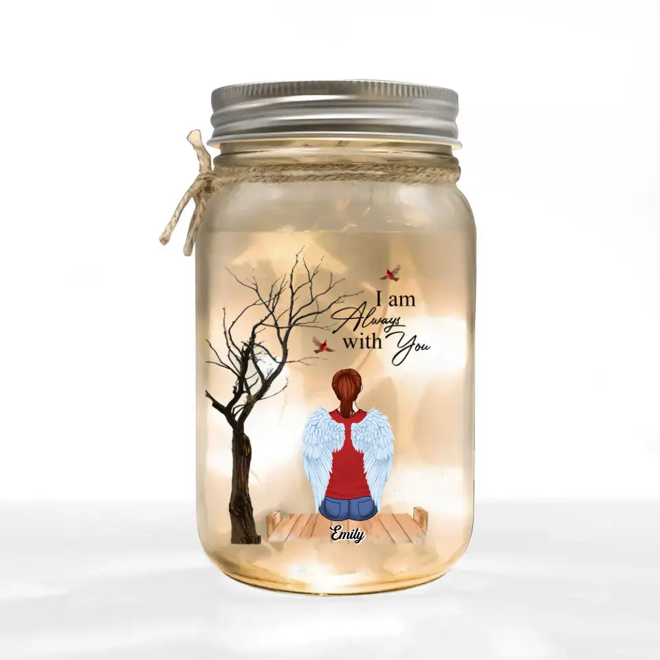 Cardinal Memorial, I Am Always With You - Personalized Mason Jar Light - MM-MJL55