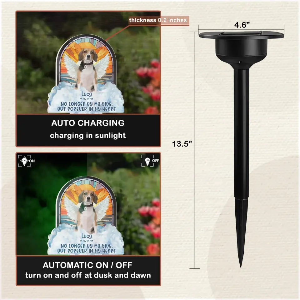 No Longer By My Side, But Forever In My Heart - Personalized Solar Light, Memorial Gift - SL170