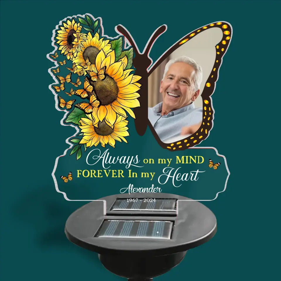 Butterfly Memorial, Always On Mind My Forever In My Heart - Personalized Solar Light - SL20TL