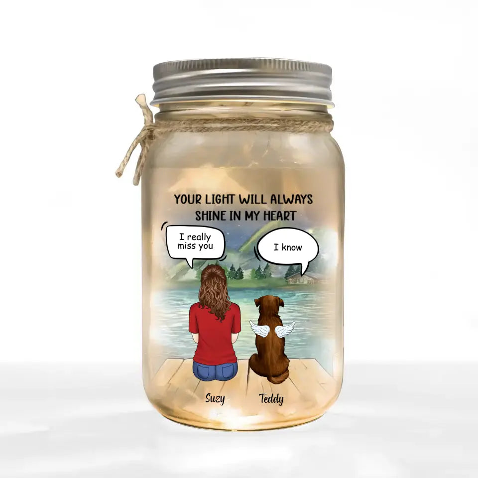 Your Light Will Always Shine In My Heart - Personalized Mason Jar Light - MJL28TL