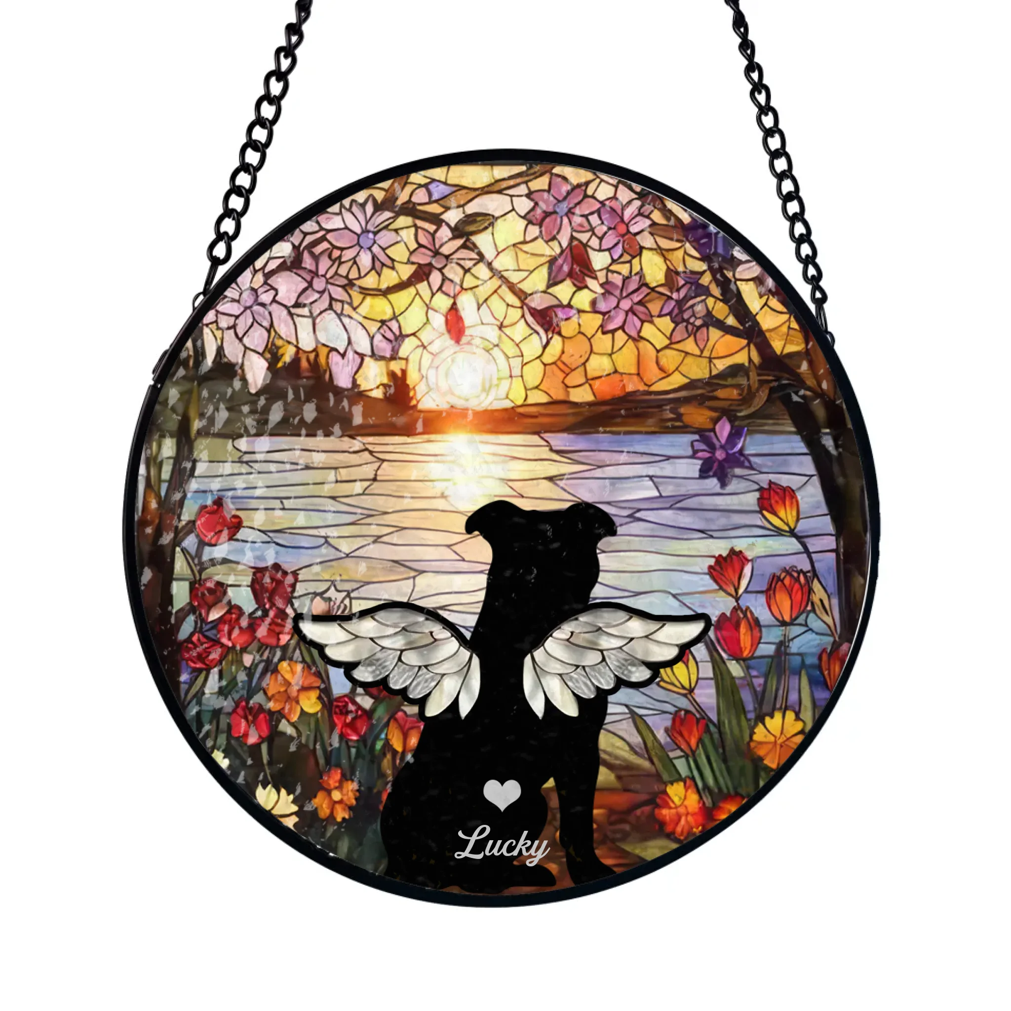 Dog Loss Sympathy - Personalized Window Stained Glass, Memorial Gift, Pet Loss Gift
