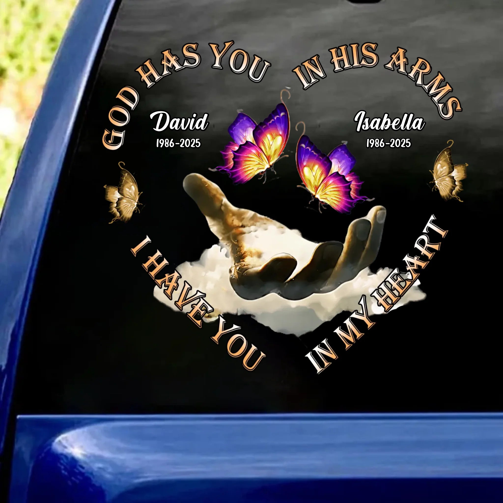 God Has You In His Arms - Personalized Decal, Memorial Gift For Loss Of Loved One