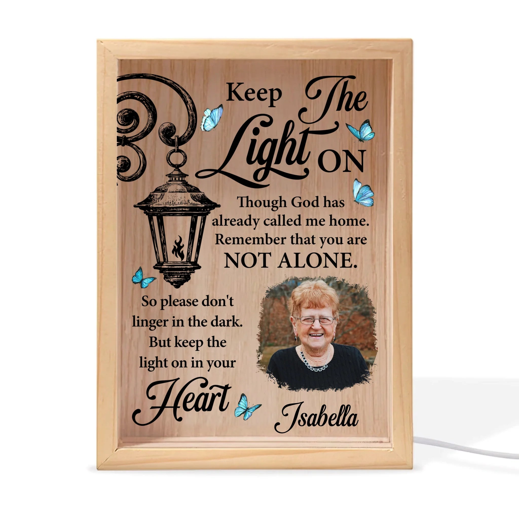 Keep The Light On - Personalized Frame Light Box, Memorial Gift, Loss Of Loved One Gift