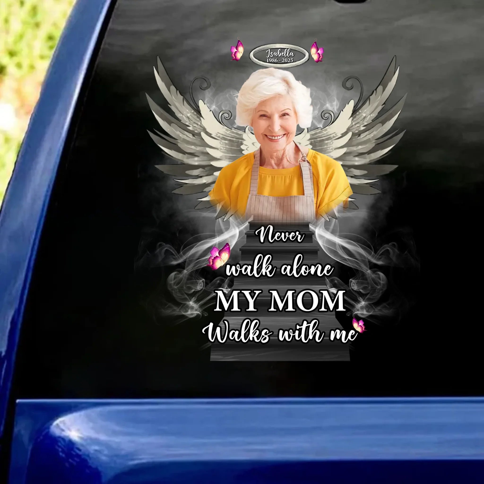 Never Walk Alone My Mom Walks With Me - Personalized Decal, Memorial Gift For Loss Of Loved One