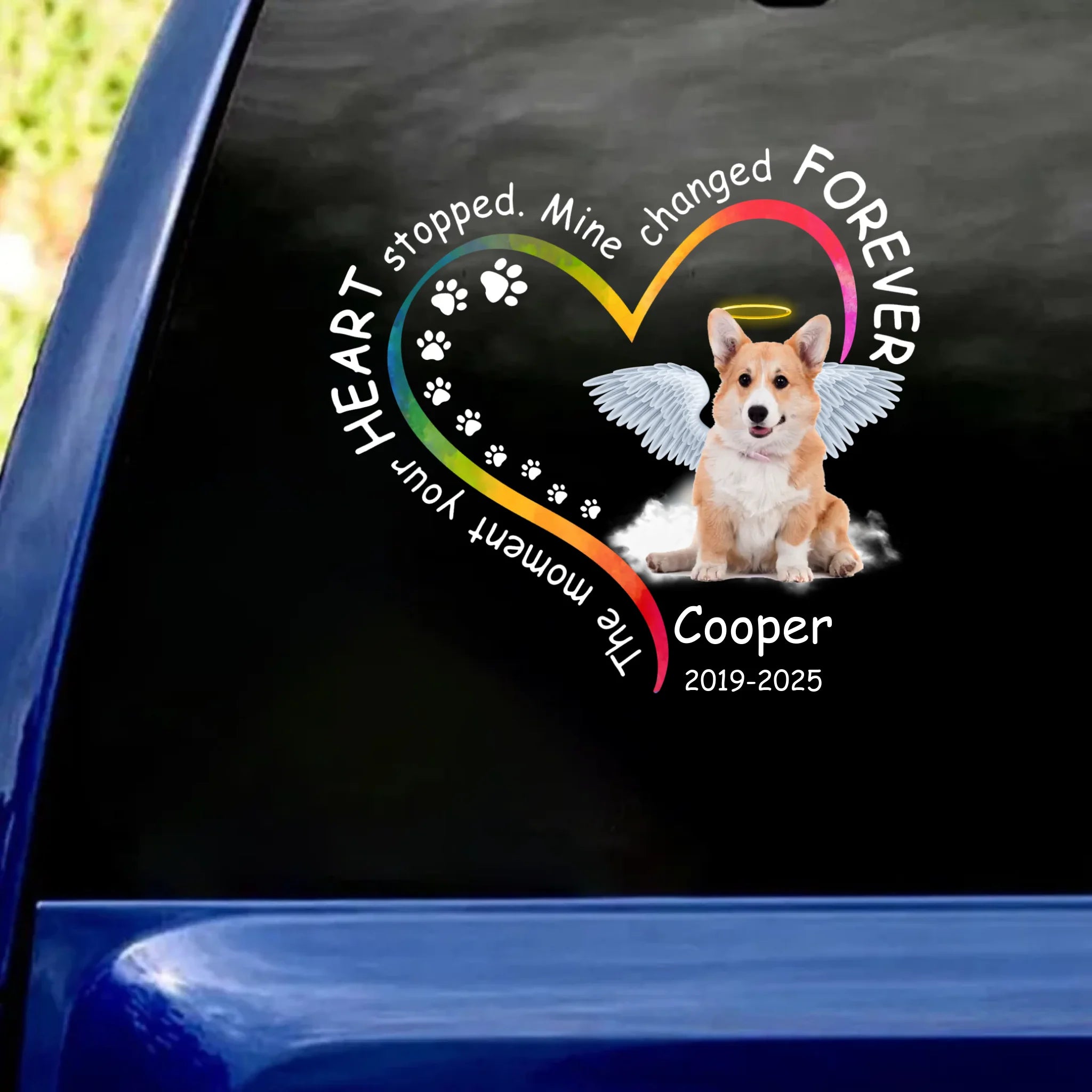 Custom Dog Photo, The Moment Your Heart Stopped - Personalized Decal, Memorial Gift